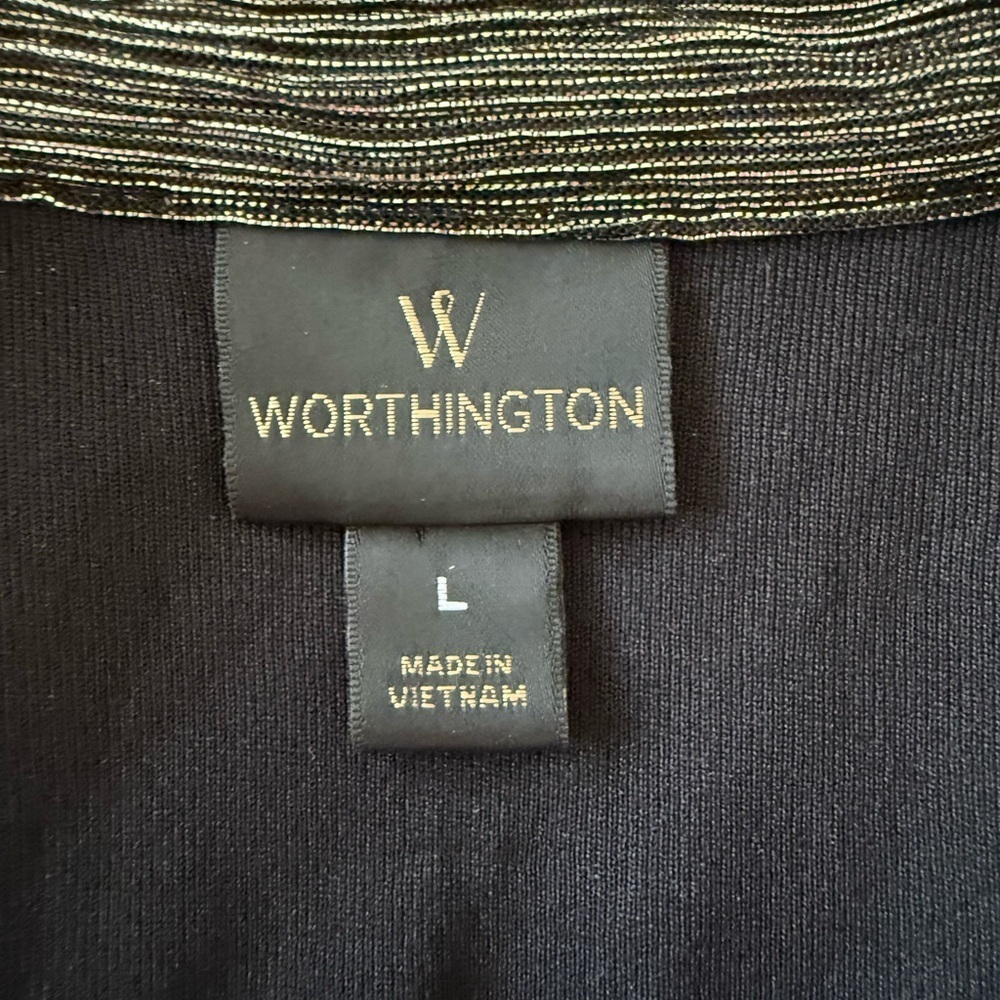 Worthington | Metallic Sleeveless Tie-Neck Top | Size L - Picture 3 of 3
